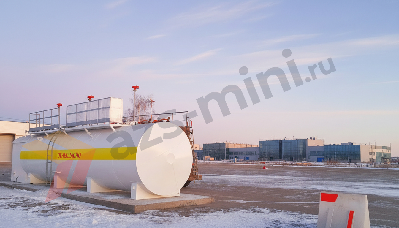 Контейнерная заправочная станция с двустенным резервуаром и ТРК