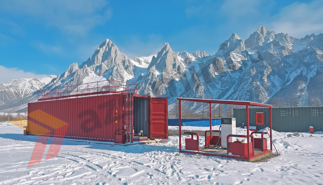 Схема модульной автозаправочной станции из резервуарного и технологического модулей