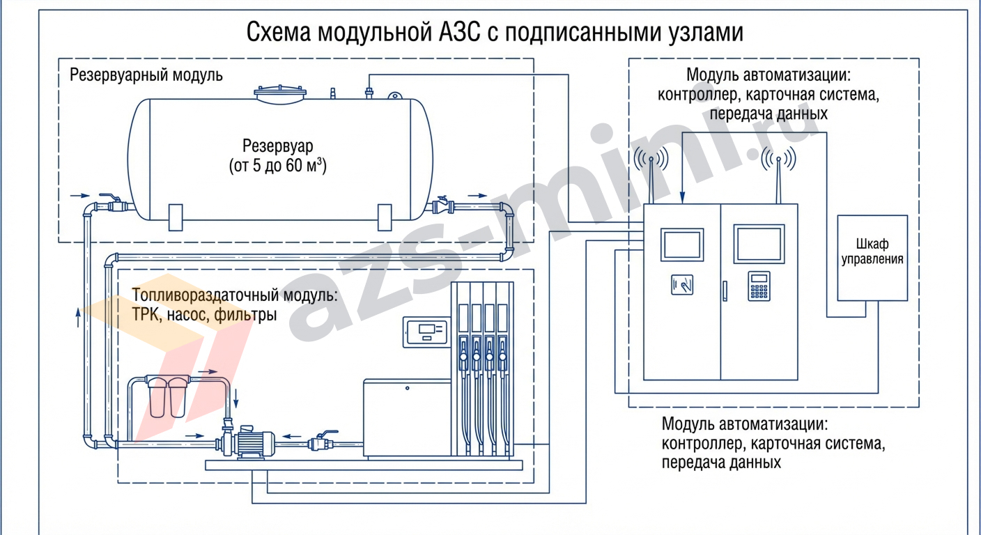 Двустенный резервуар модульной автозаправочной станции