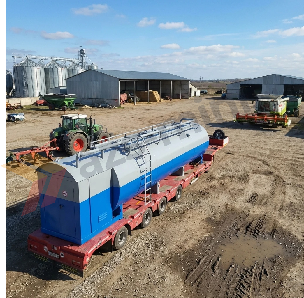 Двустенный металлический резервуар с топливораздаточной колонкой