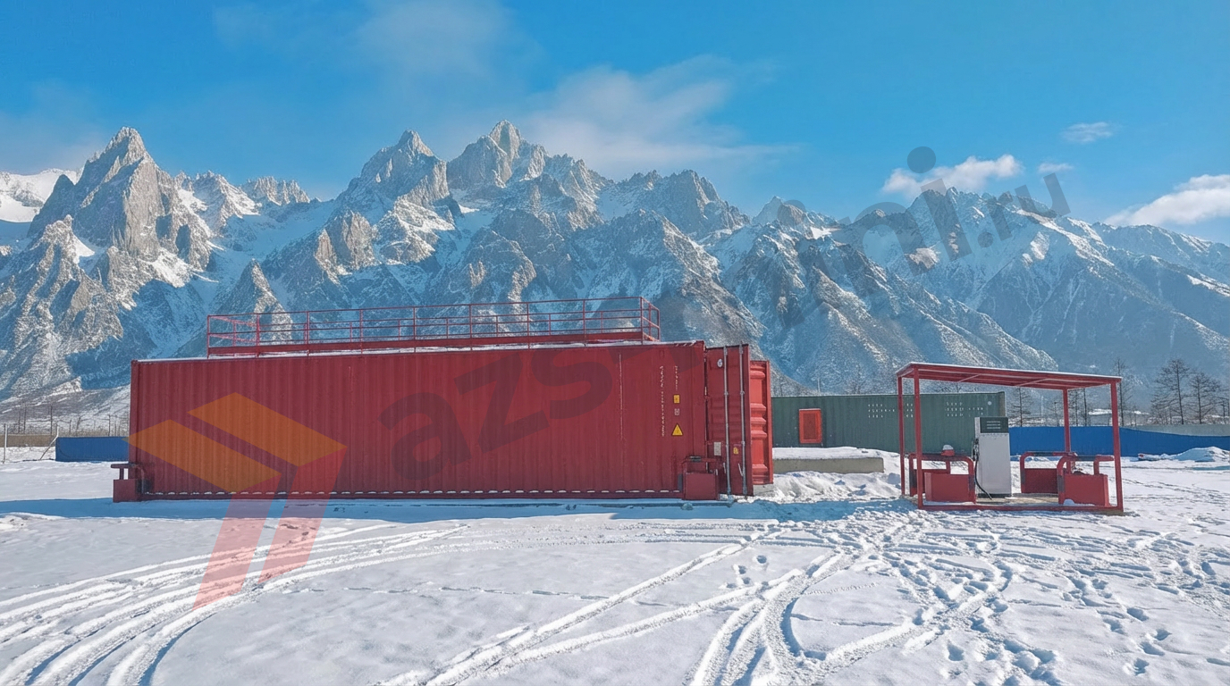 Резервуары и выносной топливораздаточный островок модульной АЗС