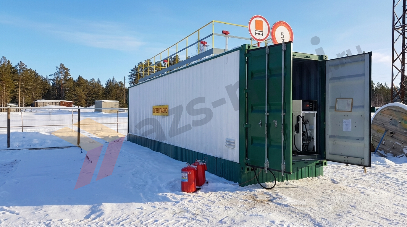 Топливный модуль, смонтированный внутри морского контейнера