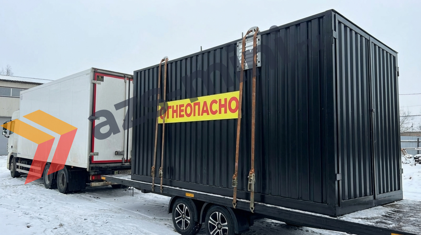 АЗС в контейнере из профнастила на прицепе